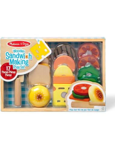 Juego de Comida de Sándwich de Madera Melissa & Doug - 16 Piezas
