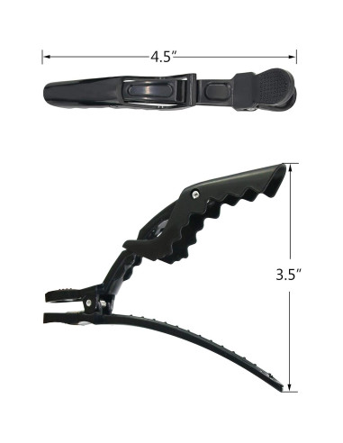 Clips para el cabello HH&LL 12pcs Dientes Anchos Negro