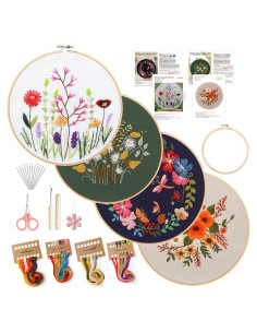 Kit de Bordado Floral Wtisan 008 para Principiantes