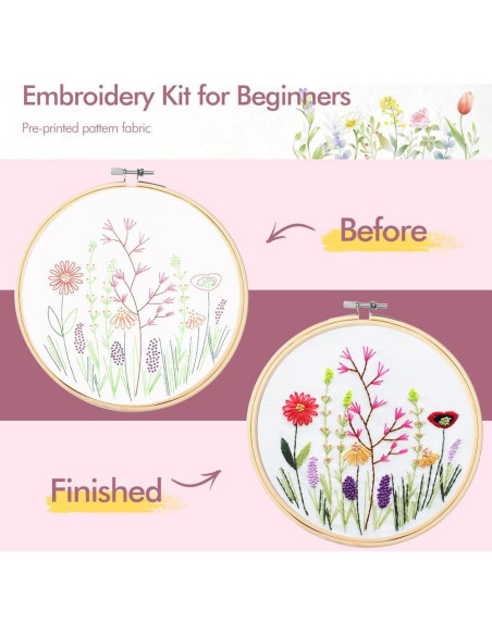 Kit de Bordado Floral Wtisan 008 para Principiantes Kit de Bordado Floral Wtisan 008 para Principiantes