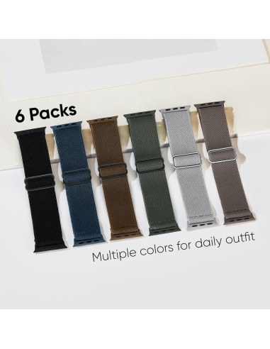 Paquete de 6 bandas elásticas Butifacion para Apple Watch 38-49mm