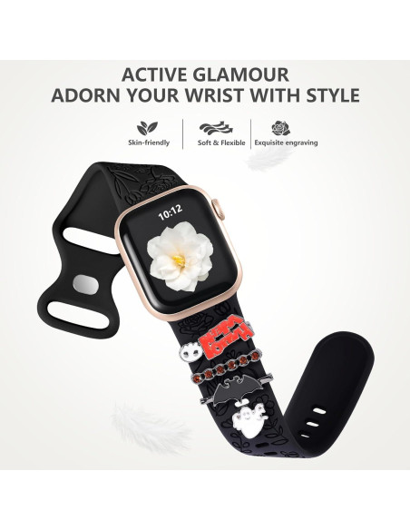 Banda de Silicona DaQin para Apple Watch 38-45mm con Charms Banda de Silicona DaQin para Apple Watch 38-45mm con Charms