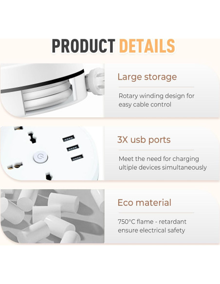 Regleta de Poder Universal 2 Metros con 3 Salidas y 2 USB Regleta de Poder Universal 2 Metros con 3 Salidas y 2 USB