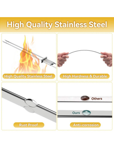 Pinchos de Acero Inoxidable 33 cm Lucalda - 6 Piezas para Asar