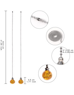 Cadena de Tirar de Cristal Ámbar con Esfera de Hielo 50cm 2