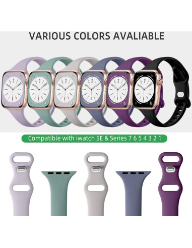 Lerobo 6 Bandas de Silicona Deportivas para Apple Watch 38-49mm
