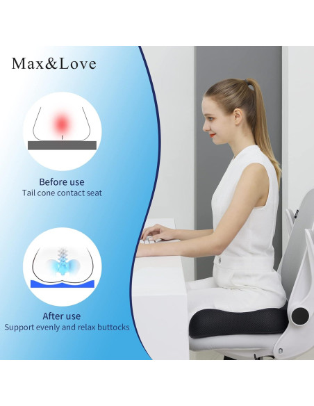 Cojín de Espuma Viscoelástica Max&Love para Alivio de Espalda Cojín de Espuma Viscoelástica Max&Love para Alivio de Espalda