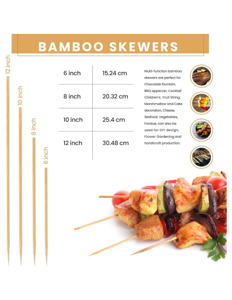 Palitos de Brocheta de Bambú DecorRack 15 cm - Paquete de 400 Palitos de Brocheta de Bambú DecorRack 15 cm - Paquete de 400