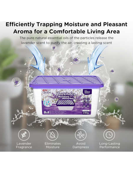 Absorbente de Humedad W&E Choice 500ml Aroma Lavanda Set 6 Absorbente de Humedad W&E Choice 500ml Aroma Lavanda Set 6
