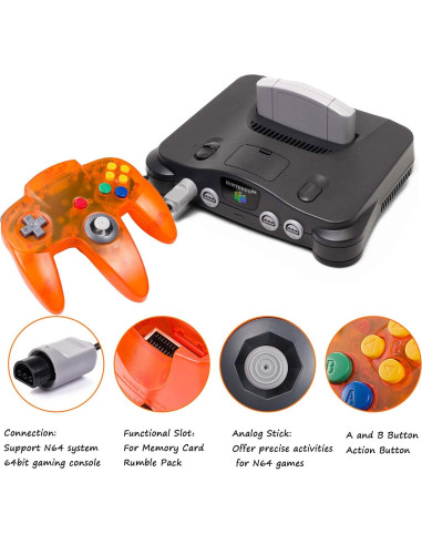 Controlador Joystick Remoto N64 Miadore Naranja Transparente