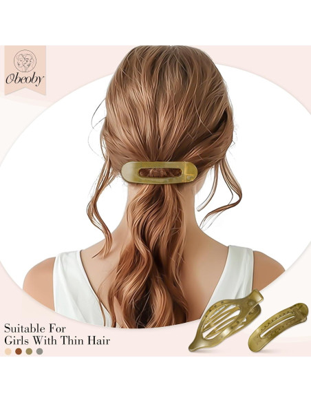 8 Clips de Pelo Planos Obeoby, 2 Estilos, 4 Colores, 10.9 cm 8 Clips de Pelo Planos Obeoby, 2 Estilos, 4 Colores, 10.9 cm