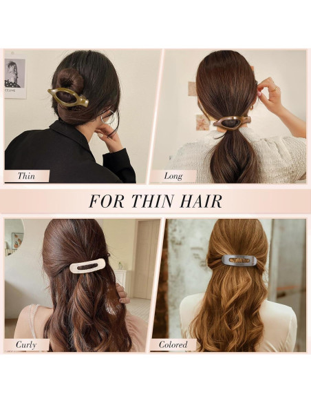 8 Clips de Pelo Planos Obeoby, 2 Estilos, 4 Colores, 10.9 cm 8 Clips de Pelo Planos Obeoby, 2 Estilos, 4 Colores, 10.9 cm