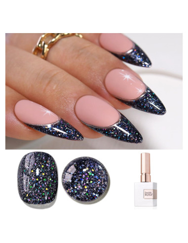 Esmalte en Gel Doble Ritmo 15ml Brillo Holográfico Negro