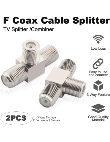 Divisor Coaxial F Tipo 3 Vías RG6 X~wind 2 Pcs