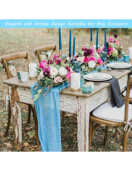 Paquete de 12 Caminos de Mesa de Gasa de Queso Boho 89x183 cm Azul Bebé Paquete de 12 Caminos de Mesa de Gasa de Queso Boho 89x183 cm Azul Bebé