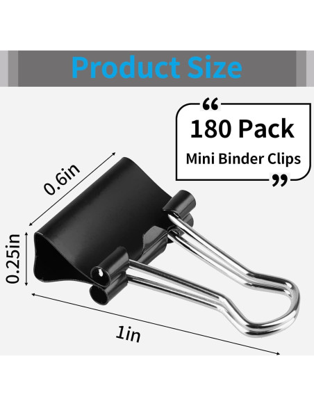 180 Clips de Carpeta Pequeños PEASUG 15mm Suministros Oficina 180 Clips de Carpeta Pequeños PEASUG 15mm Suministros Oficina