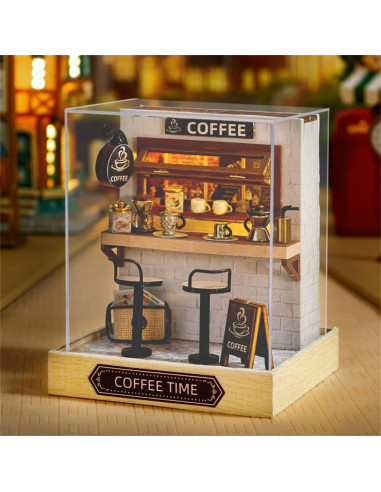 Casa de Muñecas Flever DIY Hora del Café con Muebles