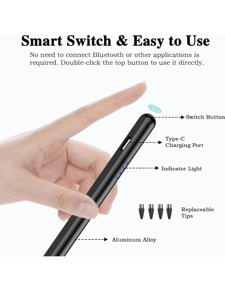 Lápiz Stylus Luntak para Pantalla Táctil - Negro, 4 Puntas POM Lápiz Stylus Luntak para Pantalla Táctil - Negro, 4 Puntas POM