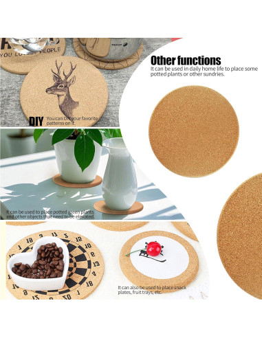 Set de 6 Posavasos de Corcho LEKAYIHU 10 cm Resistentes al Calor