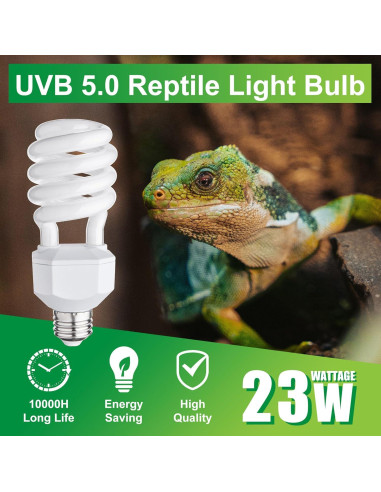 Bombilla UVB 5.0 Jugbuy 23W para Reptiles Tropicales - Paquete de 2