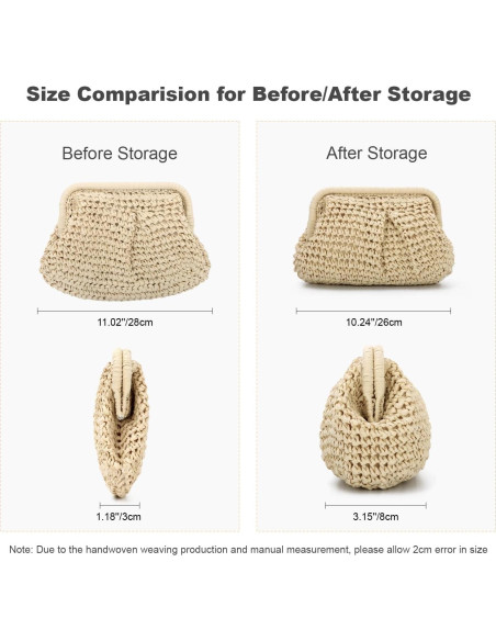 Bolso de Mano de Paja LUI SUI Beige para Mujeres - Verano Bolso de Mano de Paja LUI SUI Beige para Mujeres - Verano