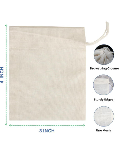 Bolsas de Muselina Reutilizables LITO LINEN 30 Piezas 7.6x10.2 cm