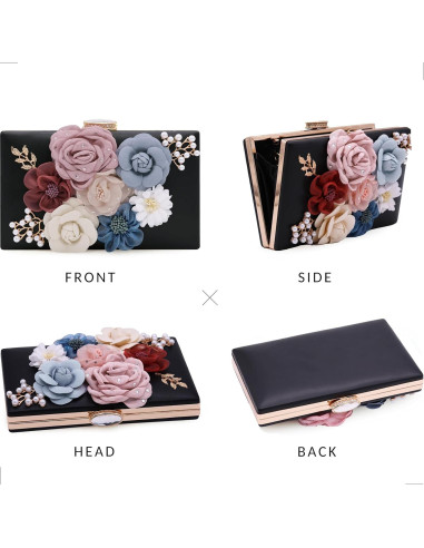 Bolso de Noche Floral Milisente para Mujeres - Clutch Boda 20x13cm