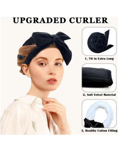 Rizadores de Cabello Sin Calor Gwabee - Set de 9 Varillas Negro