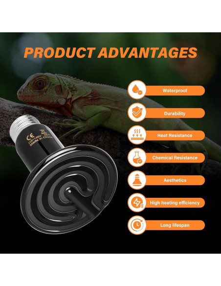 Lámpara de Calor Cerámico Simple Deluxe 75W 2-Pack para Reptiles Lámpara de Calor Cerámico Simple Deluxe 75W 2-Pack para Reptiles