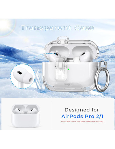 Funda Transparente R-fun para AirPods Pro 2/1 con Soporte