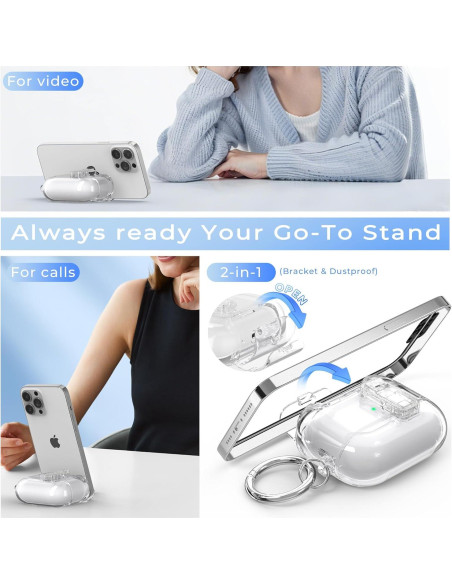 Funda Transparente R-fun para AirPods Pro 2/1 con Soporte Funda Transparente R-fun para AirPods Pro 2/1 con Soporte