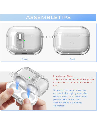 Funda Transparente R-fun para AirPods Pro 2/1 con Soporte