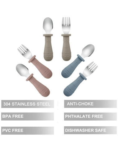 Set de Utensilios PandaEar para Niños - 6 Piezas Acero Inoxidable