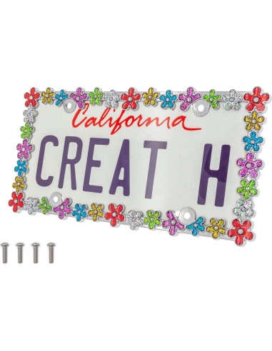 Marco de Placa de Licencia Creathome 3D Cromado Colorido
