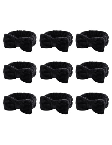 Cinta de Microfibra Negra WHAVEL - 9 Piezas para Cuidado Facial