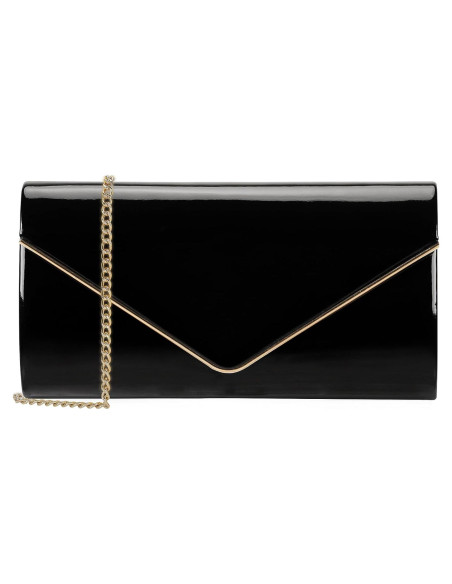 Bolso de mano tipo sobre Dexmay de cuero sintético brillante Bolso de mano tipo sobre Dexmay de cuero sintético brillante