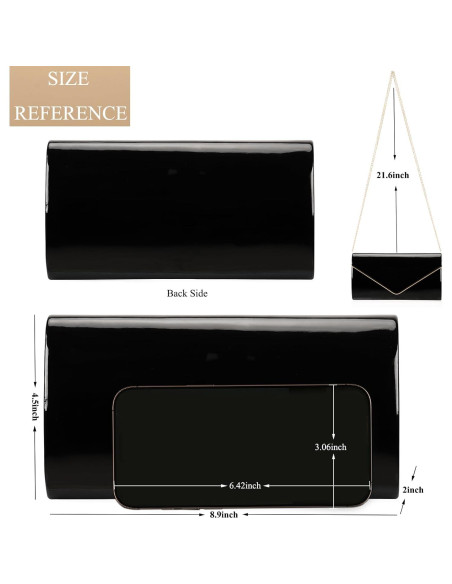 Bolso de mano tipo sobre Dexmay de cuero sintético brillante Bolso de mano tipo sobre Dexmay de cuero sintético brillante
