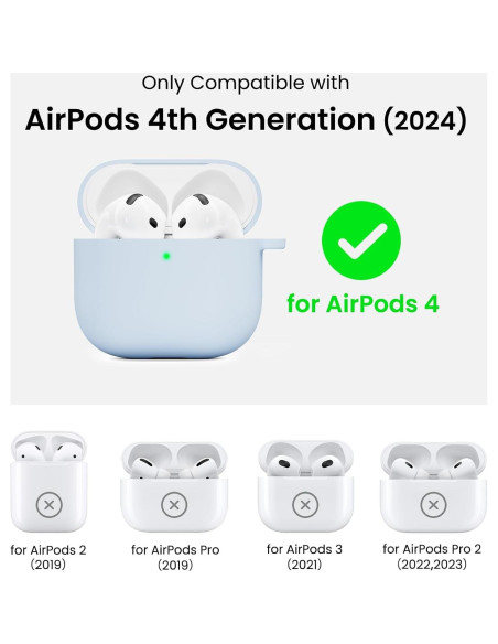 Funda Protectora Silicona ORNARTO para AirPods 4 - Azul Bebé Funda Protectora Silicona ORNARTO para AirPods 4 - Azul Bebé