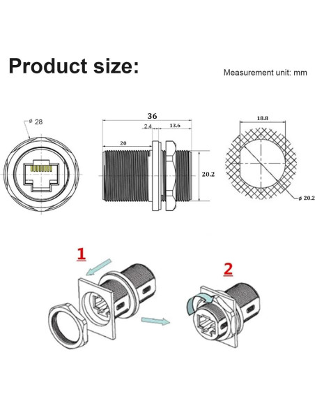 Acoplador RJ45 Hembra a Hembra IP67 PENGLIN 2PCS Cat6 Acoplador RJ45 Hembra a Hembra IP67 PENGLIN 2PCS Cat6