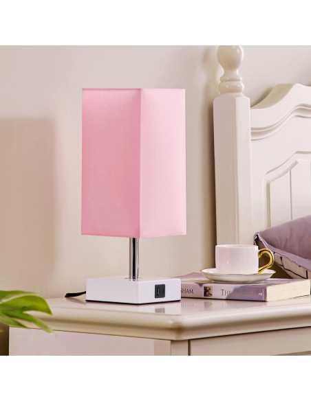 Lámpara de Mesa Táctil Ambimall Rosa con 2 Puertos USB Lámpara de Mesa Táctil Ambimall Rosa con 2 Puertos USB