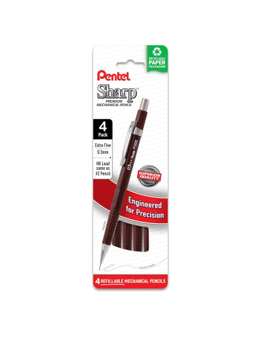 Lápiz Mecánico Pentel Sharp 0.3mm Extra Fina Paquete de 4