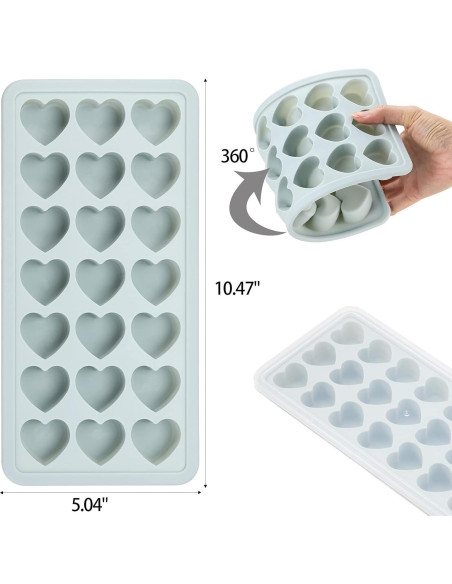 Bandeja de Hielo Silicona BTYMS 21 Cavidades Corazón Azul Bandeja de Hielo Silicona BTYMS 21 Cavidades Corazón Azul