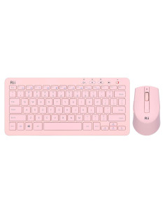Teclado y Ratón Inalámbricos Rii RKM709 Rosa Ultra Delgado