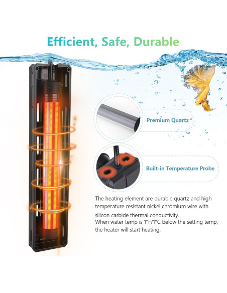 Calentador de Acuario Hygger 100W para 15-40 Galones Calentador de Acuario Hygger 100W para 15-40 Galones