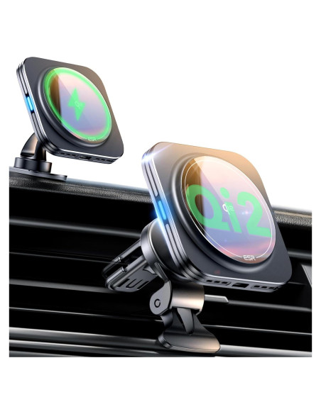 Cargador Inalámbrico Magnético para Coche ESR Qi2 15W Negro Cargador Inalámbrico Magnético para Coche ESR Qi2 15W Negro