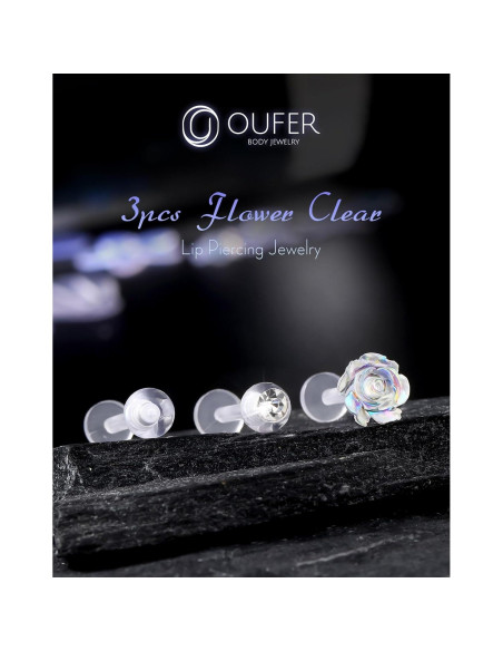 Pendientes de Piercing Helix OUFER 16G Bioflex Transparentes 3PCS Pendientes de Piercing Helix OUFER 16G Bioflex Transparentes 3PCS