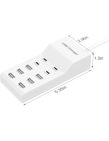 Estación de Carga USB YCYD-A18 10 Puertos 50W Cargador Pared