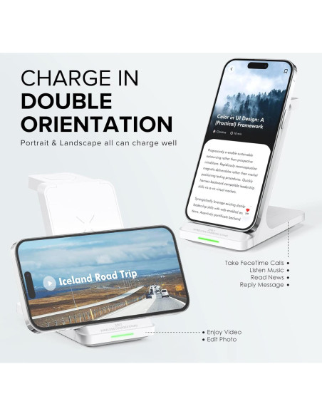 Estación de Carga Inalámbrica 3 en 1 Aukuse para iPhone y Apple Watch Estación de Carga Inalámbrica 3 en 1 Aukuse para iPhone y Apple Watch