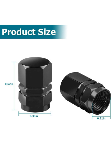 Tapa de Válvula de Neumático AUCELI 12 Piezas Hexagonal Negro Tapa de Válvula de Neumático AUCELI 12 Piezas Hexagonal Negro