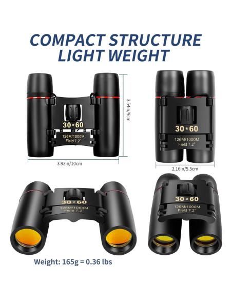 Binoculares Compactos QICBIUD 12x30 para Adultos y Niños Binoculares Compactos QICBIUD 12x30 para Adultos y Niños